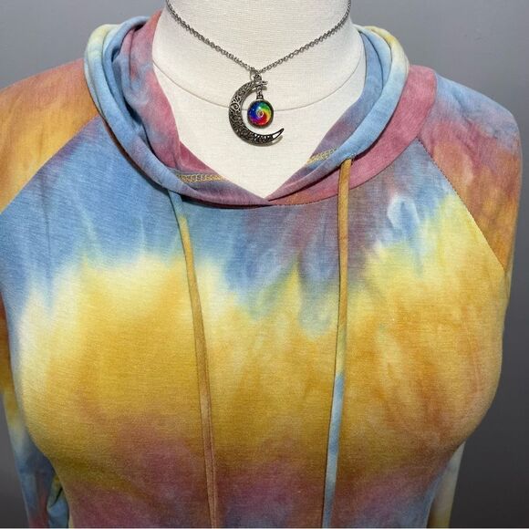 NWT Sew In Love Boutique Tie Dye soft hoodie with ruffle - L - Picture 6 of 14